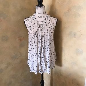 Bird Print Sheer Top